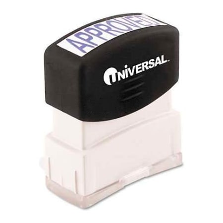 Universal Universal Message Stamp, APPROVED, Pre-Inked/Re-Inkable, Blue UNV10043***